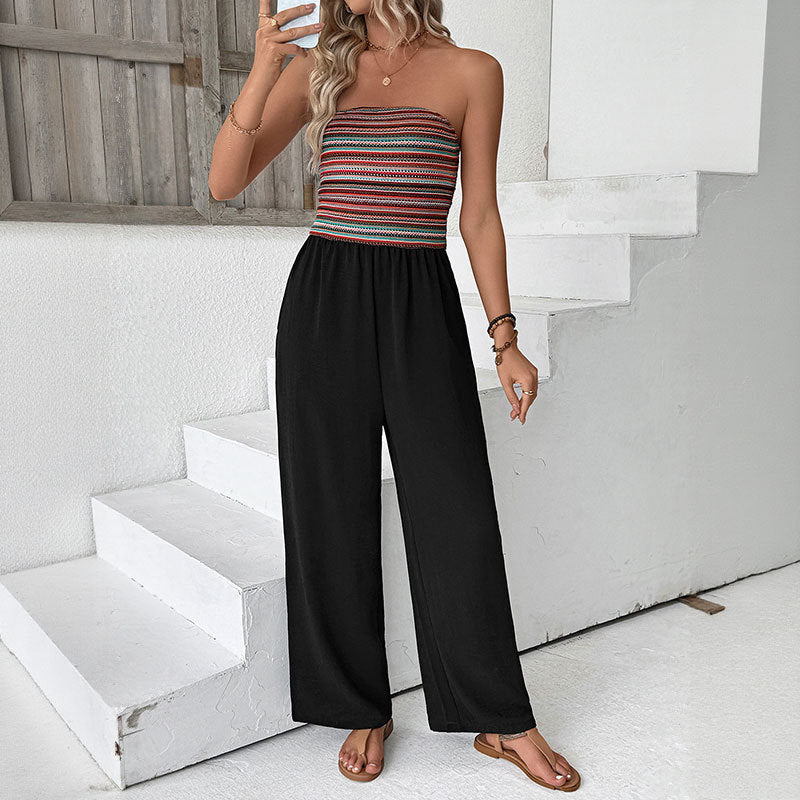 Damen Jumpsuit Weites Bein Elastisch Eveloria