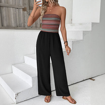 Damen Jumpsuit Weites Bein Elastisch Eveloria