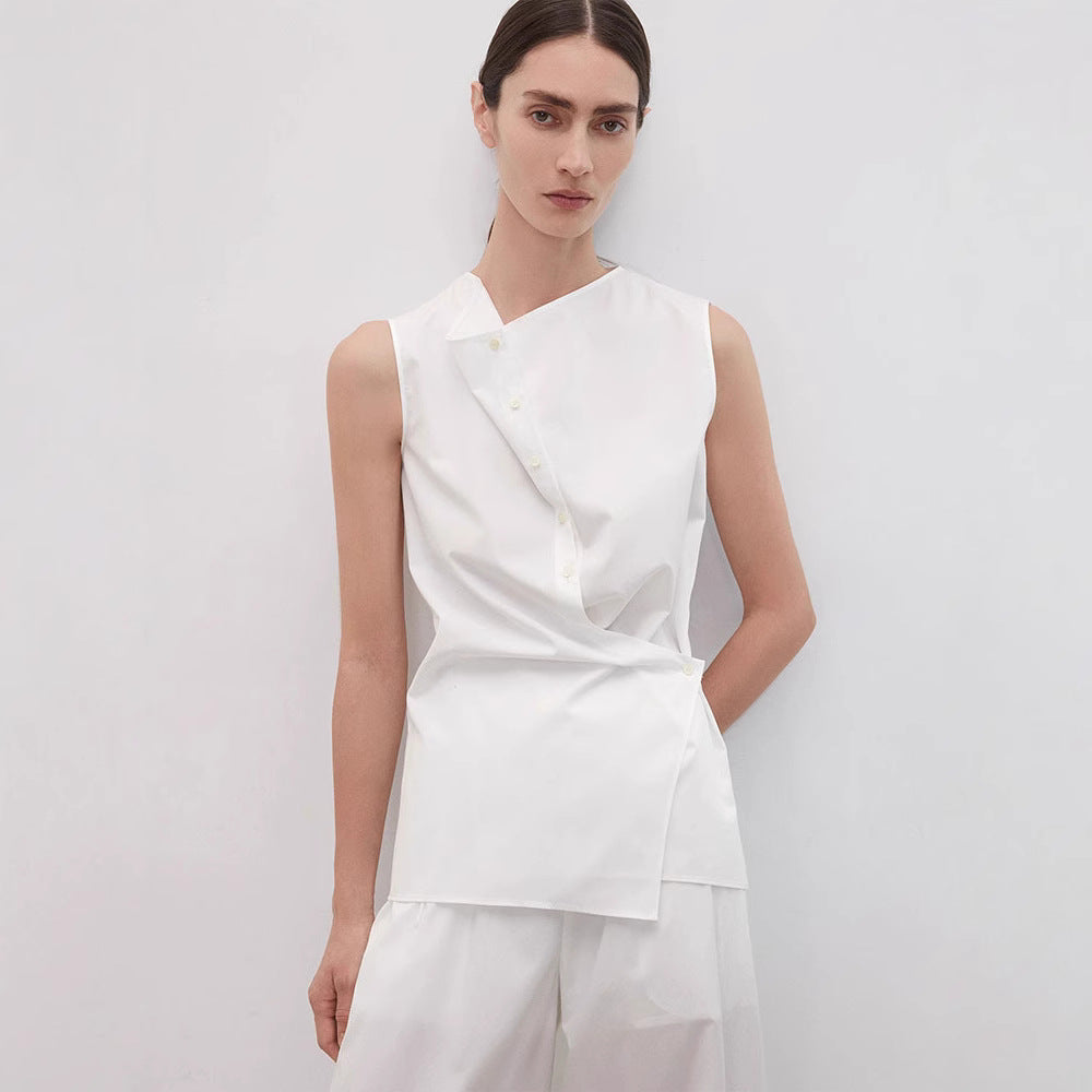 Damen Ärmelloses Hemd Asymmetrischer Schnitt Eveloria - Eveloria
