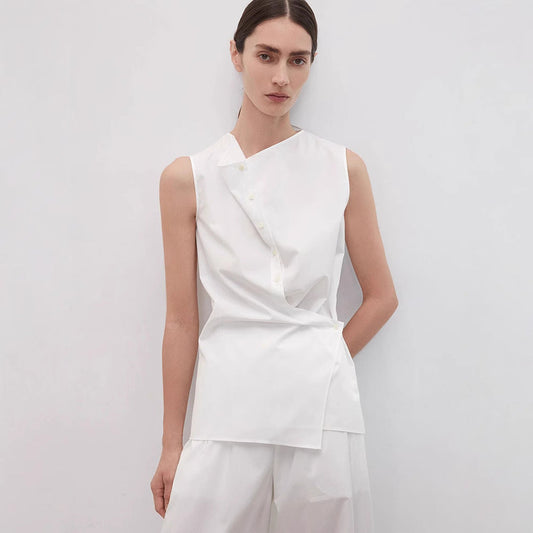Damen Ärmelloses Hemd Asymmetrischer Schnitt Eveloria - Eveloria