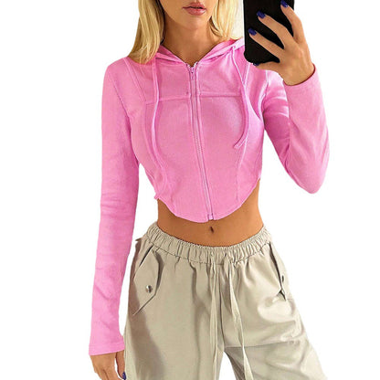 Damen Cropped Hoodie Langärmlig Figurbetonend Eveloria