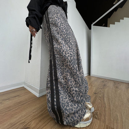 Damen Maxihose Leopardenmuster Elegantes Design