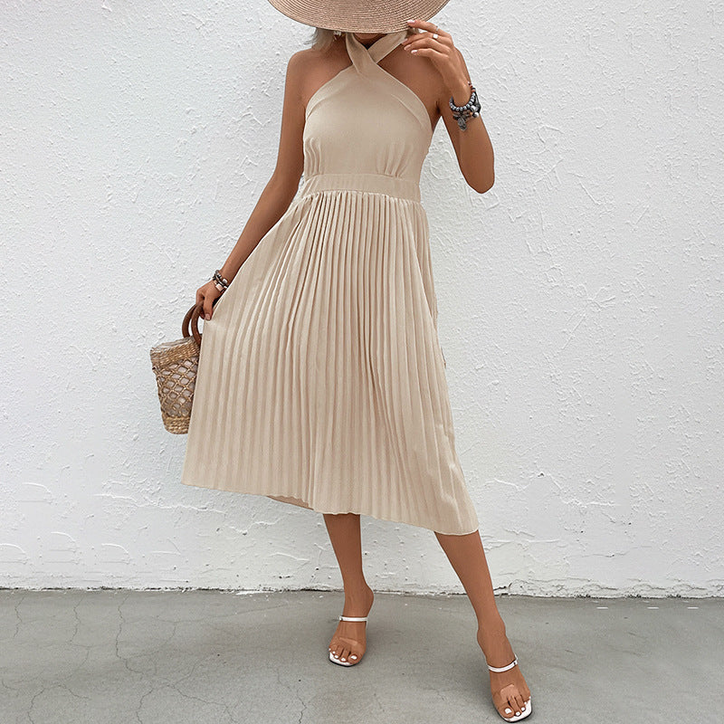 Damen Kleid mit Spitzenärmel Taillierung Plissee-Design Eveloria - Eveloria