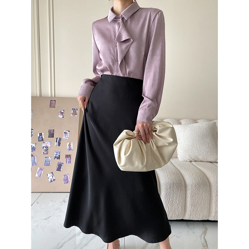 Damen Elegantes Hemd Voluminöser Kragen Weiß Eveloria
