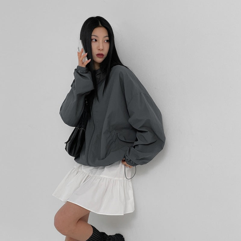 Damen Übergangsjacke Eveloria Hochkragen Verstellbarer Kordelzug - Eveloria