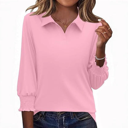 Damen Poloshirt Rüschendetails Elegantes Design Eveloria
