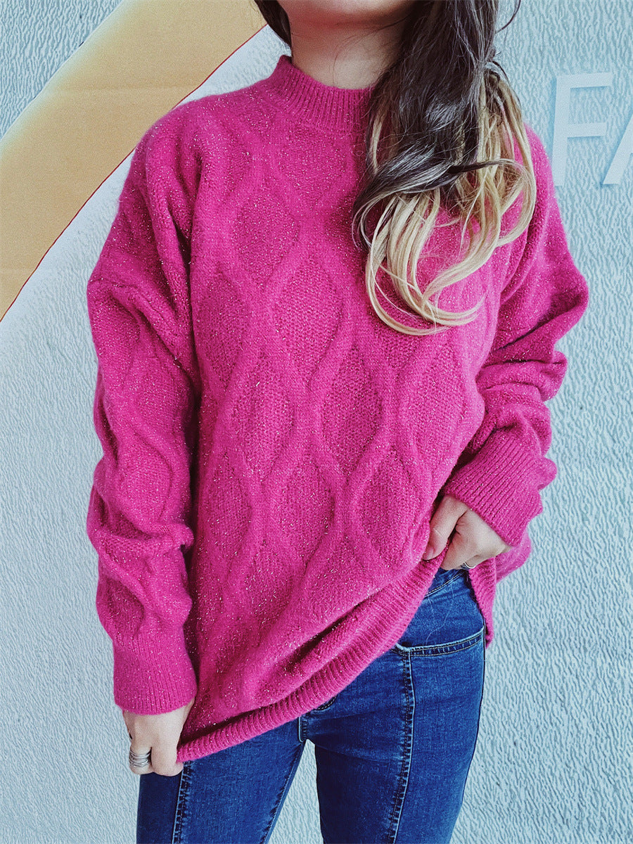 Damen Grobstrickpullover Jacquard-Muster Eveloria