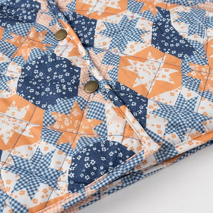 Damen Steppjacke Floralmuster Praktische Taschen Eveloria