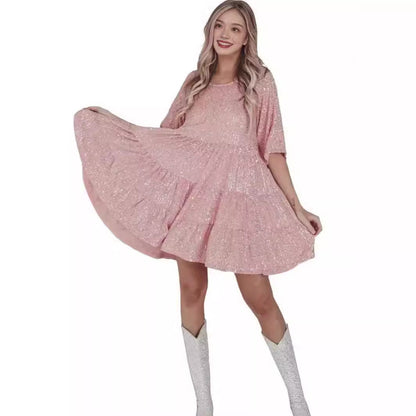 Damen Abendkleid Pailletten Eveloria Glitzer