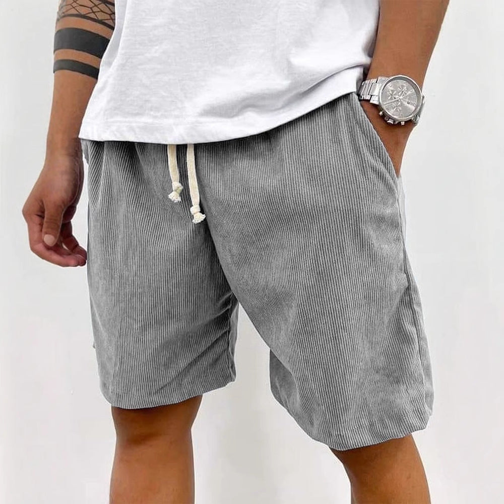Eveloria Herren Cord Shorts Kordelzug Beige