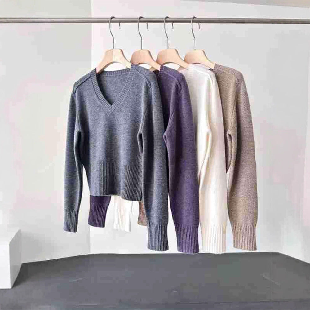 Damen Pullover V-Ausschnitt Wolle Eveloria - Eveloria