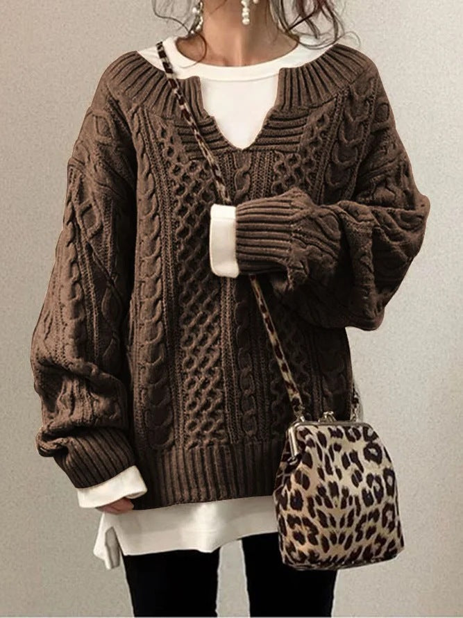 Damen Strickpullover V-Ausschnitt Weiches Material Eveloria
