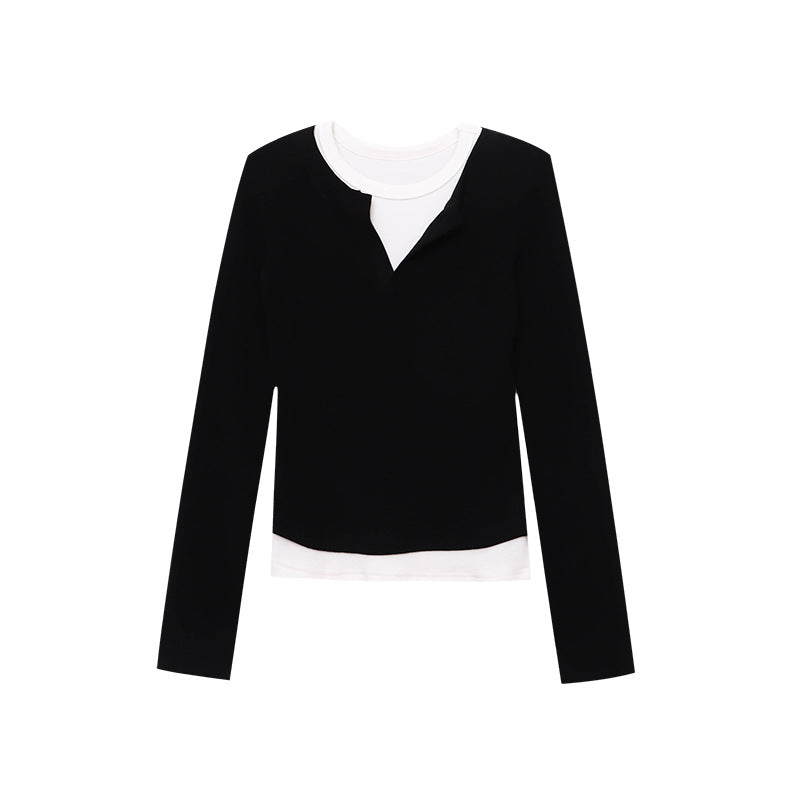 Damen Langarmshirt Figurbetont Hochwertiger Stoff