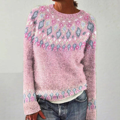 Damen Strickpullover Lebhaftes Muster Komfortabler Schnitt Eveloria
