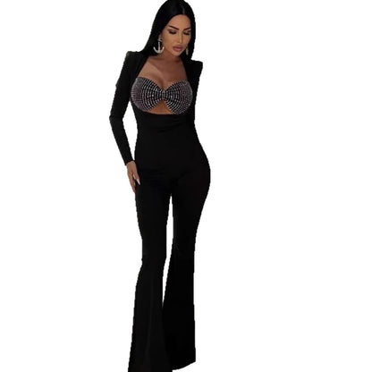 Damen Jumpsuit mit Strassdetails Figurbetont eveloria