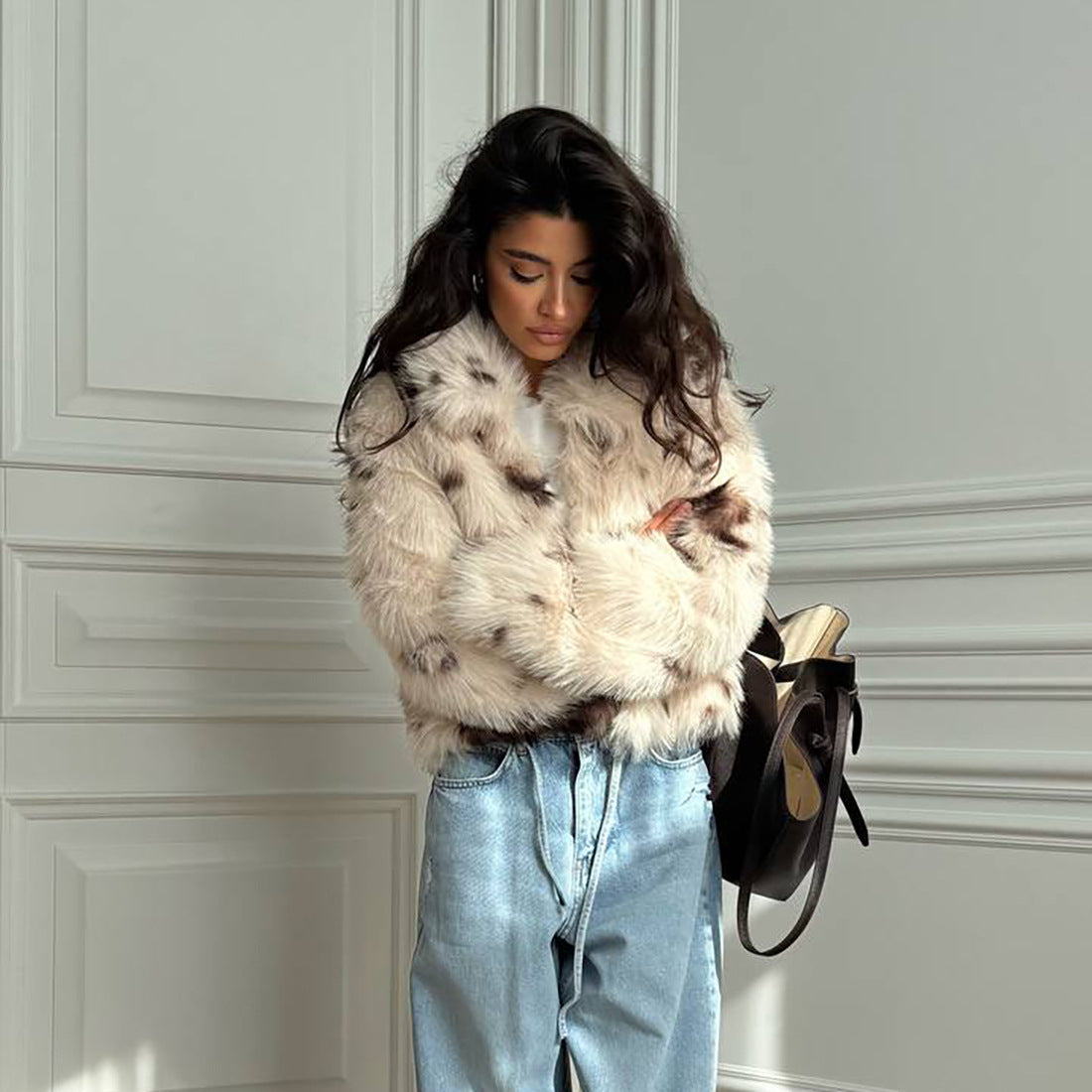 Damen Oversized Kunstfelljacke Eveloria