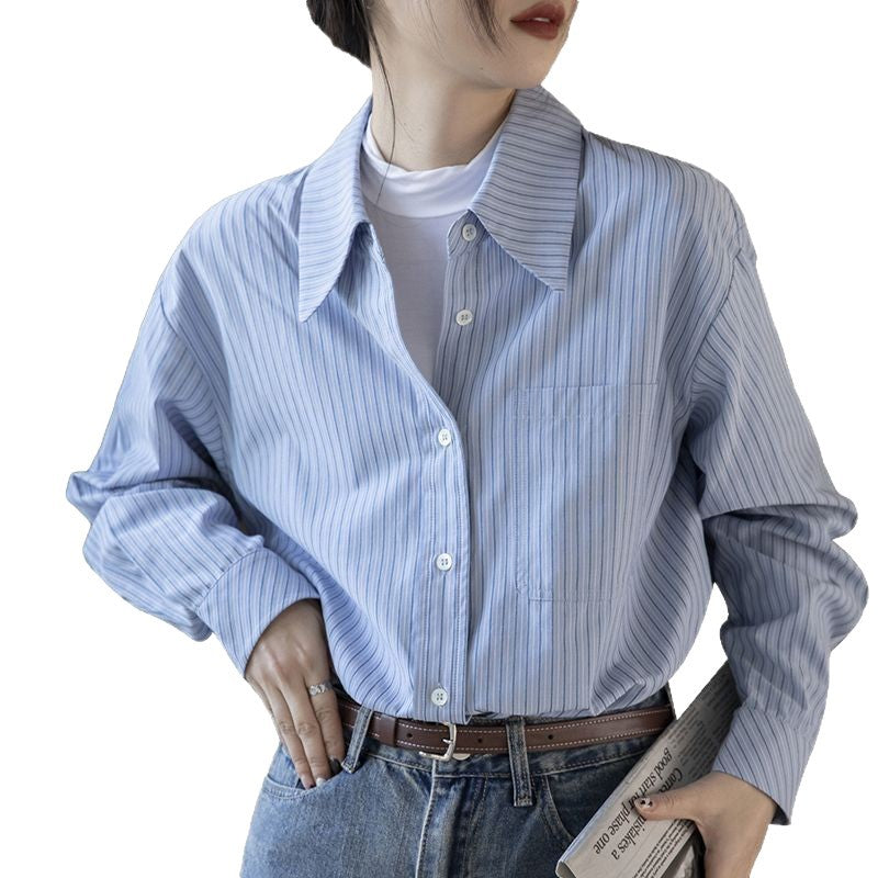 Damen Bluse Lässig Streifenoptik Eveloria