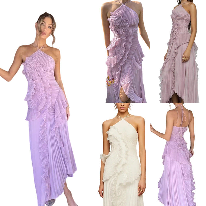 Damen Wickelkleid mit Faltenrock und Rüschendetails Eveloria - Eveloria