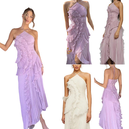 Damen Wickelkleid mit Faltenrock und Rüschendetails Eveloria - Eveloria