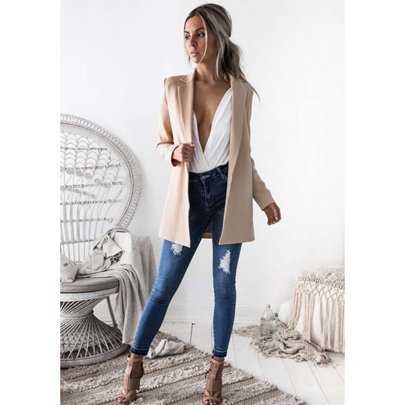 Damen Blazer Elegant Langer Revers Eveloria - Eveloria