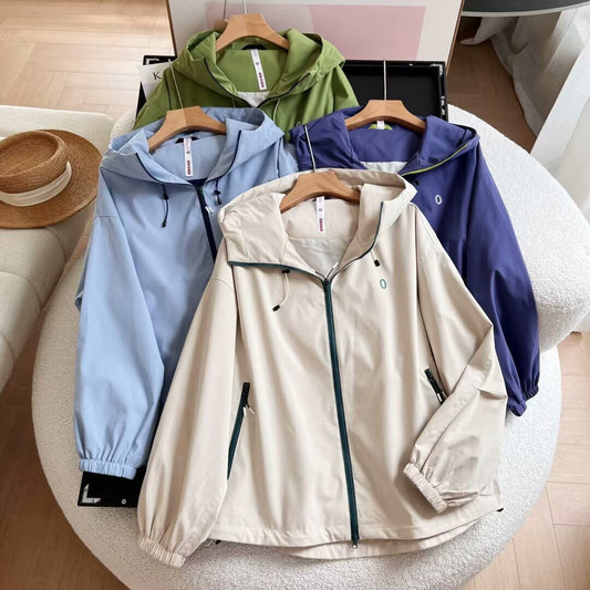 Damen Windbreaker-Jacke Leicht Seitliche Reißverschlusstaschen - Eveloria