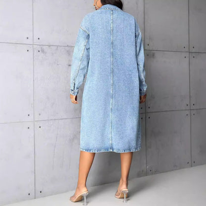 Damen Jeansjacke Vintage-Stil mit Taschen und Knöpfen