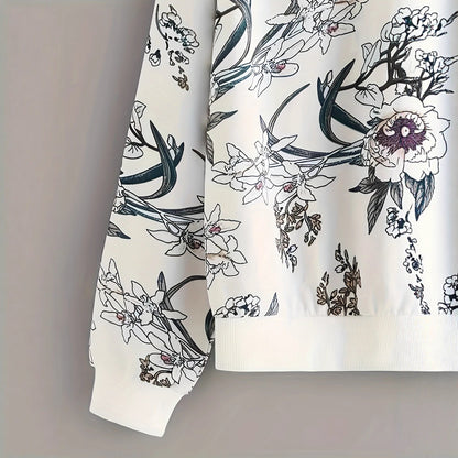 Damen Sweatshirt Floraler Druck Relaxed Fit Eveloria