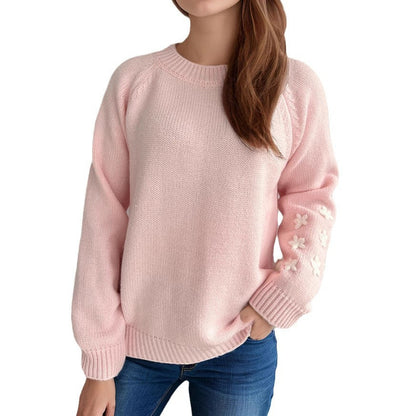 Damen Strickpullover Floral Lässig Eveloria