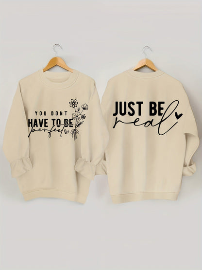 Damen Pullover Lässig mit Botschaften Eveloria