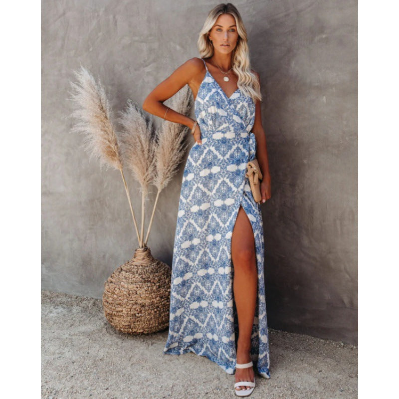 Damen Maxikleid Schwingender Saum Eleganter Schlitz Eveloria