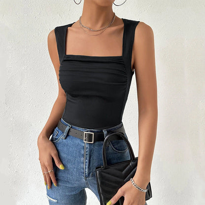 Damen Trägershirt Figurbetonter Stil Quadratischer Ausschnitt Raffung - Eveloria