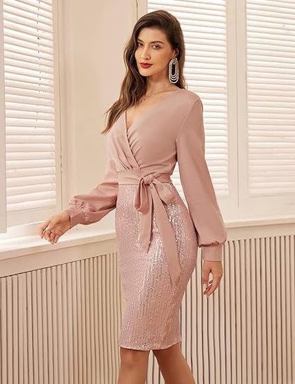 Damen Wickelkleid Glitzerrock Eveloria