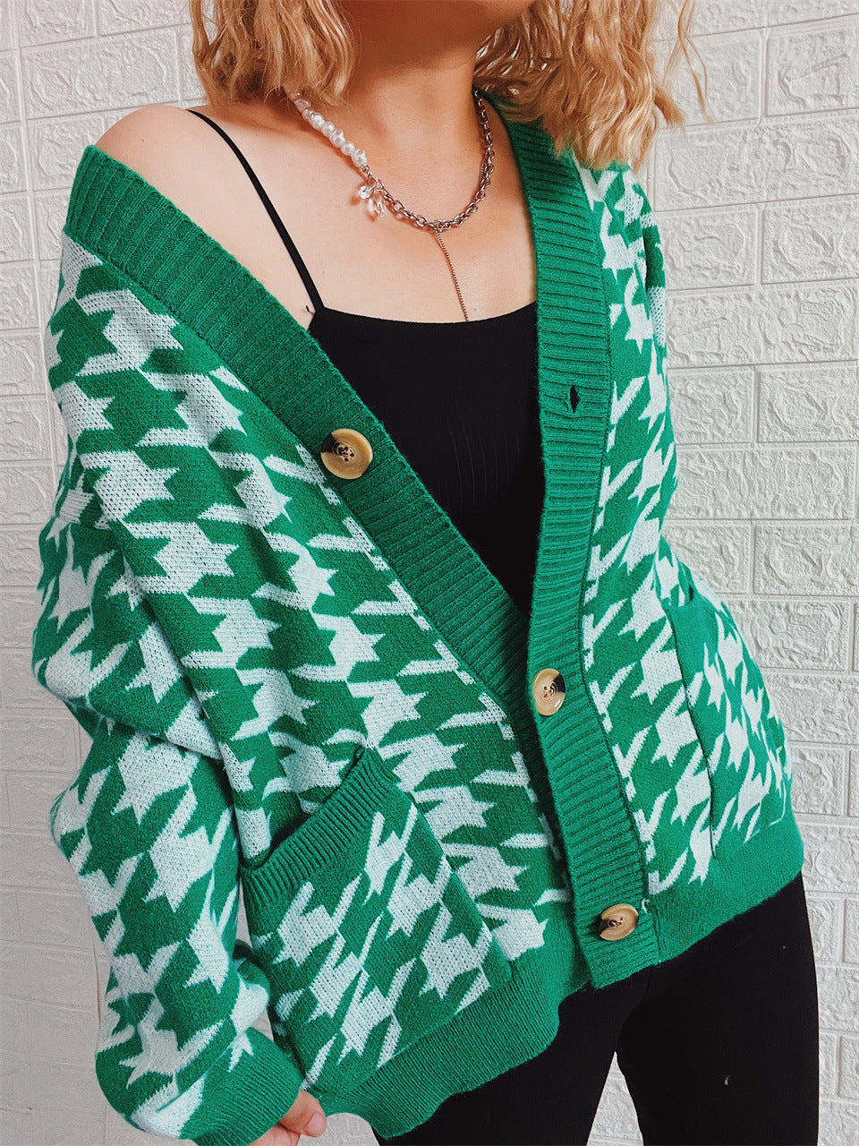 Damen Strickjacke Hundemuster Modern Eveloria