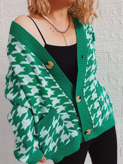 Damen Strickjacke Hundemuster Modern Eveloria
