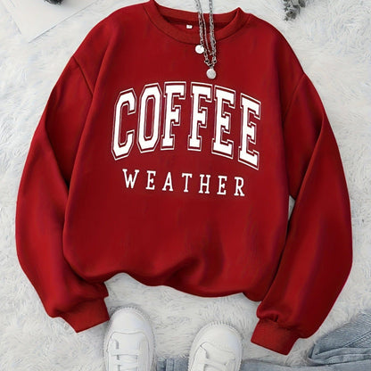 Damen Sweatshirt Coffee Weather Aufdruck Eveloria