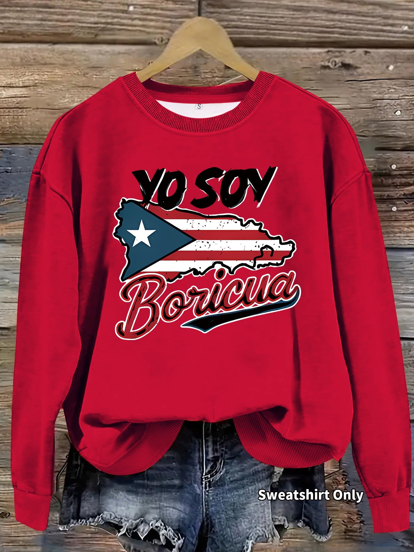 Damen Sweatshirt Puerto Rico Design Lässig Grün
