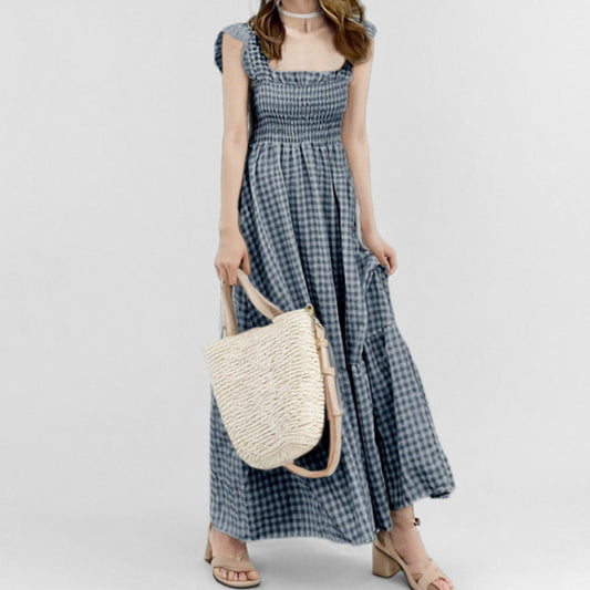 Damen Maxikleid Elastisch Rüschendetails Eveloria - Eveloria