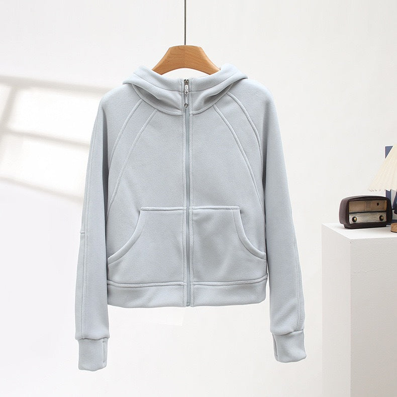 Damen Kapuzenjacke Kuschelig Hochkragen Praktische Taschen