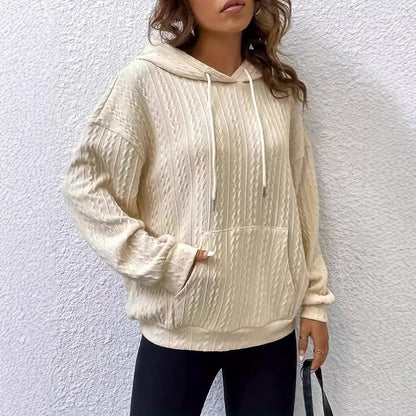 Damen Hoodie Strickdesign Bequem Grau Eveloria