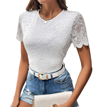 Damen Body Spitzenärmel Bequemer Schnitt Eveloria