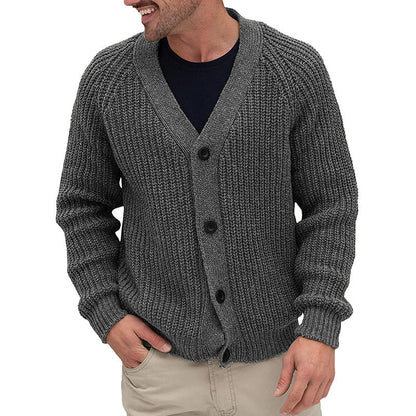 Herren Strickjacke Grobmaschen Elegante Knöpfe