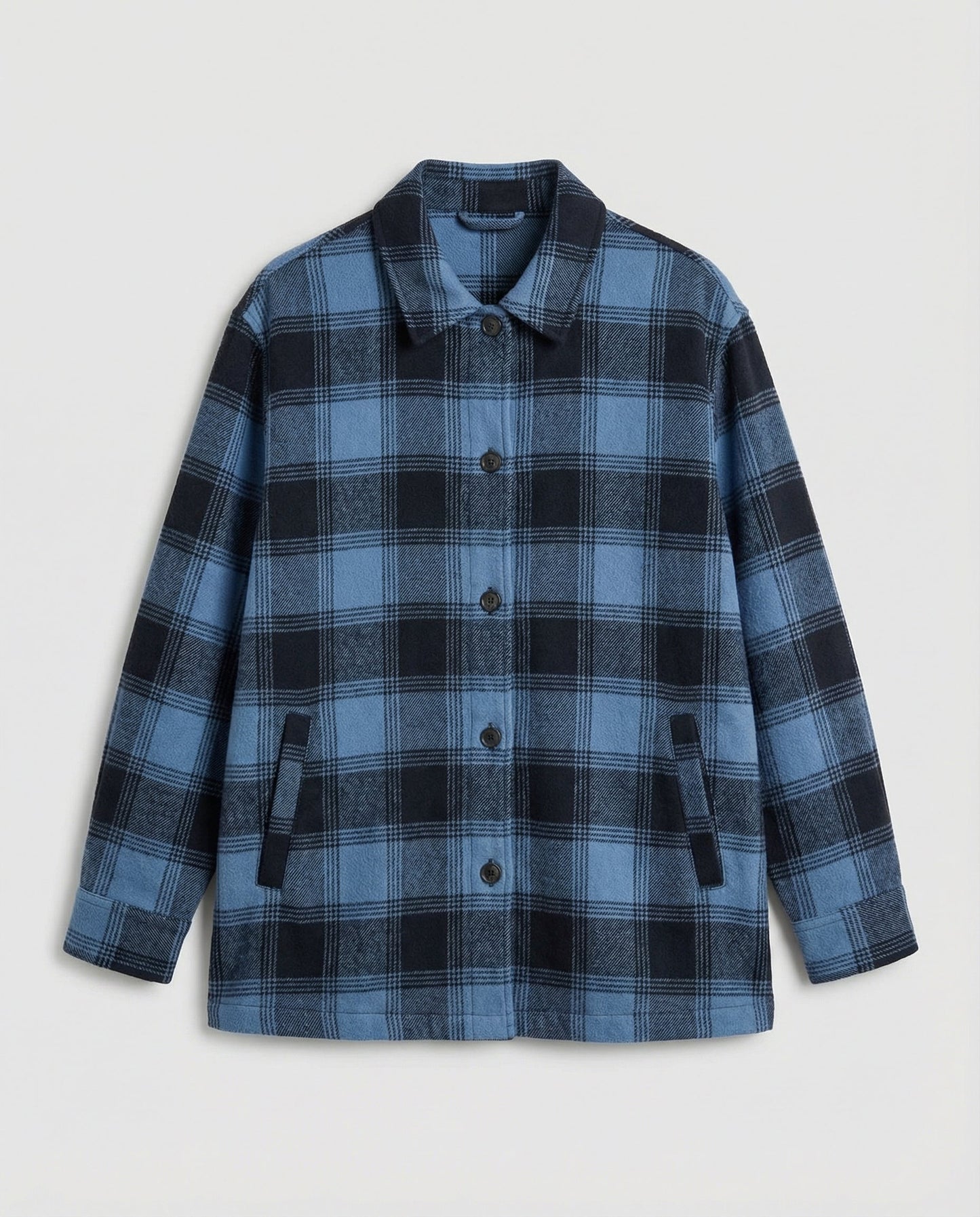 Damen Karo-Longbluse Baumwolle Lässig