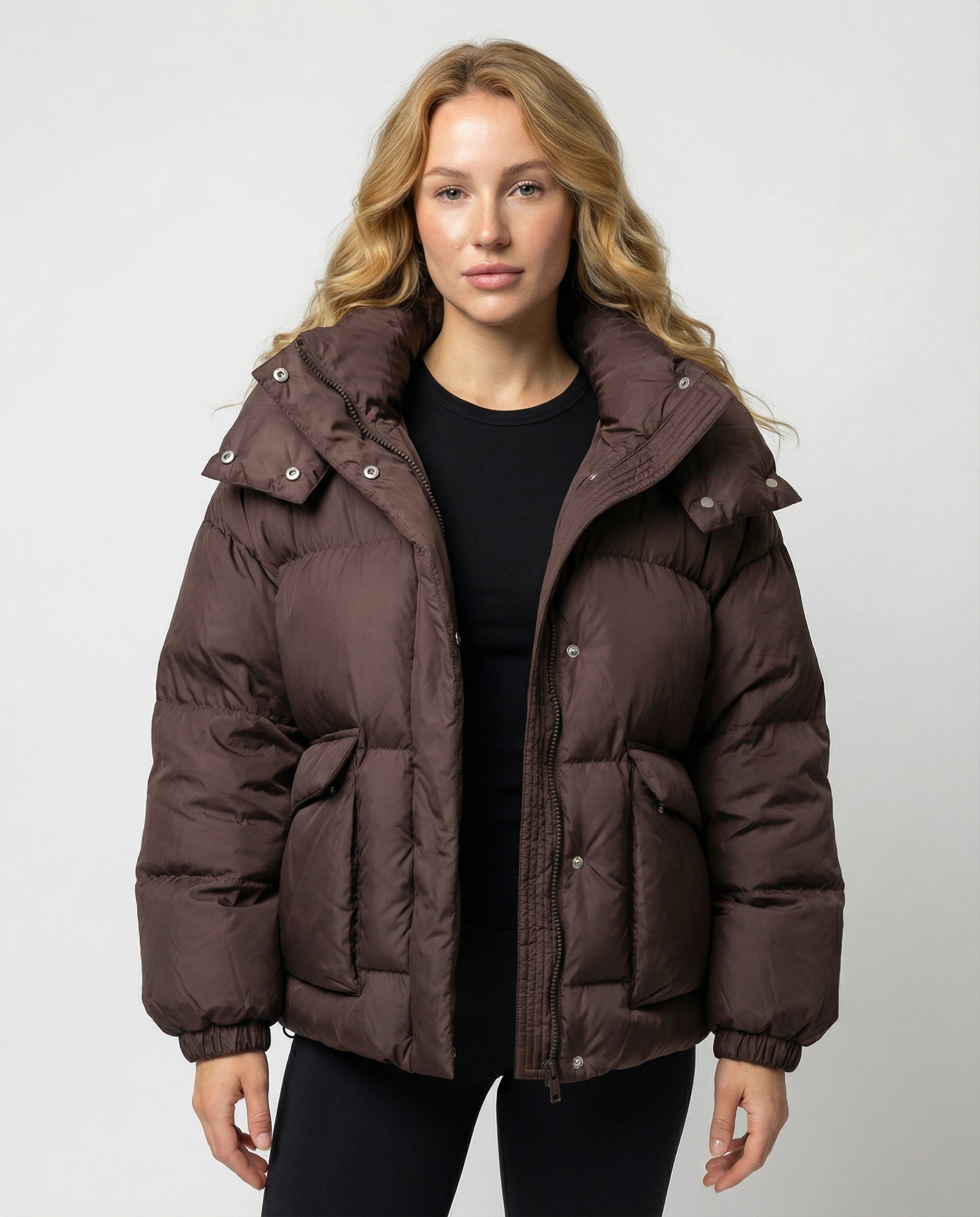 Damen Winterjacke Gesteppt Schwarz - Eveloria