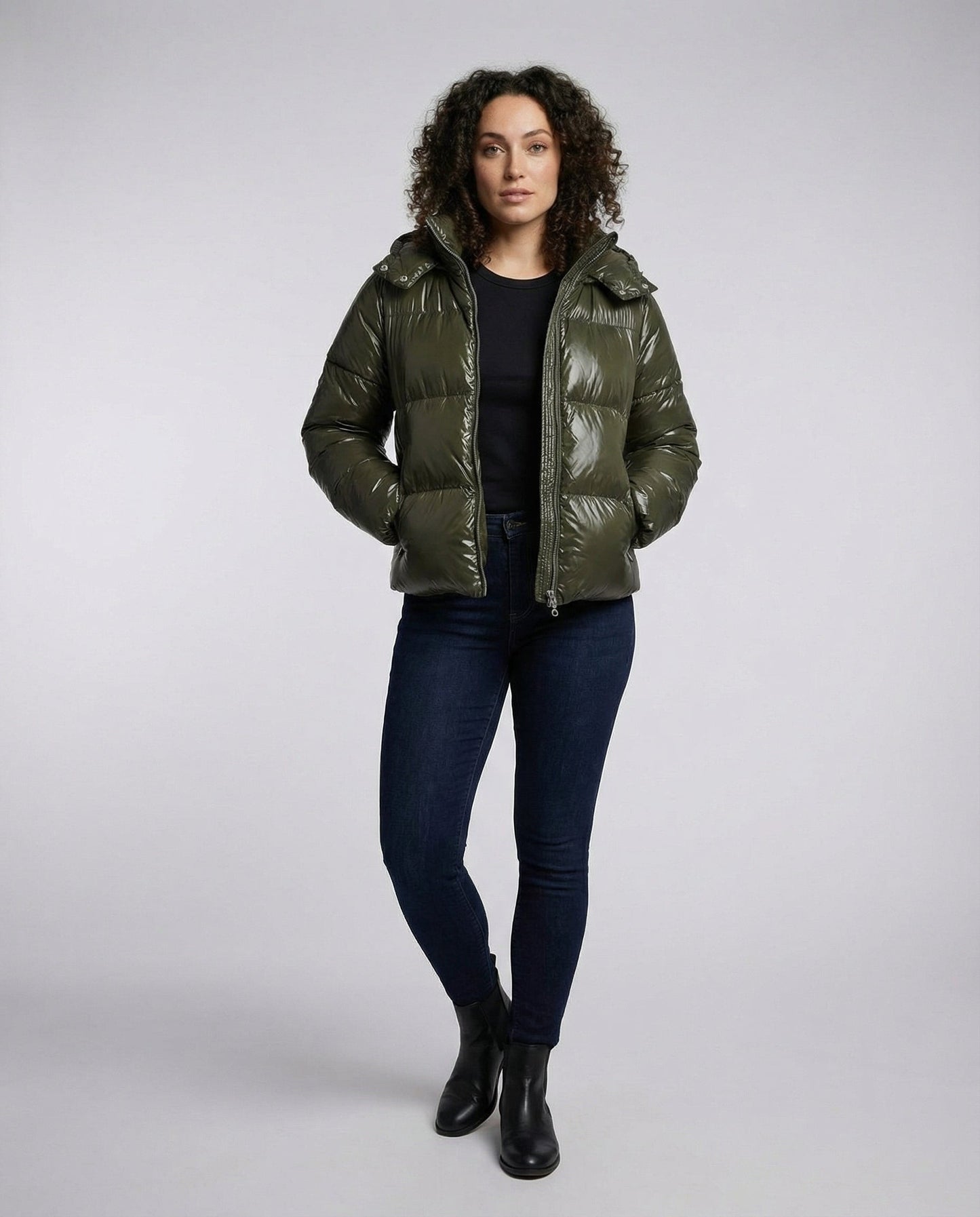 Damen Puffy-Jacke mit Kapuze