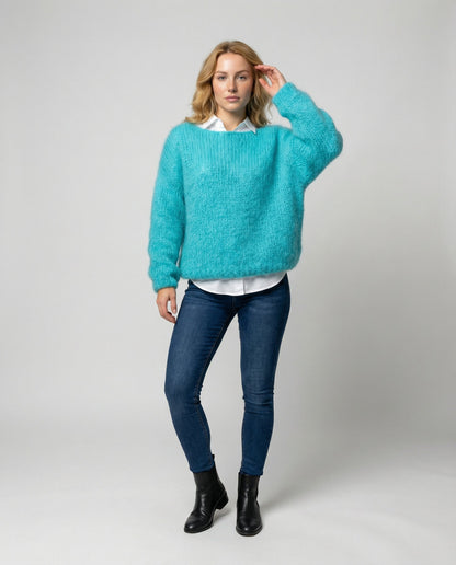 Oversized Damen Pullover U-Ausschnitt Großkaros