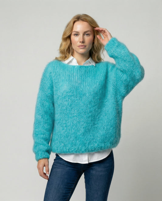 Oversized Damen Pullover U-Ausschnitt Großkaros - Eveloria