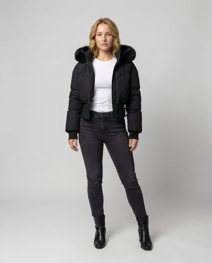 Damen Daunenjacke Cropped Warm