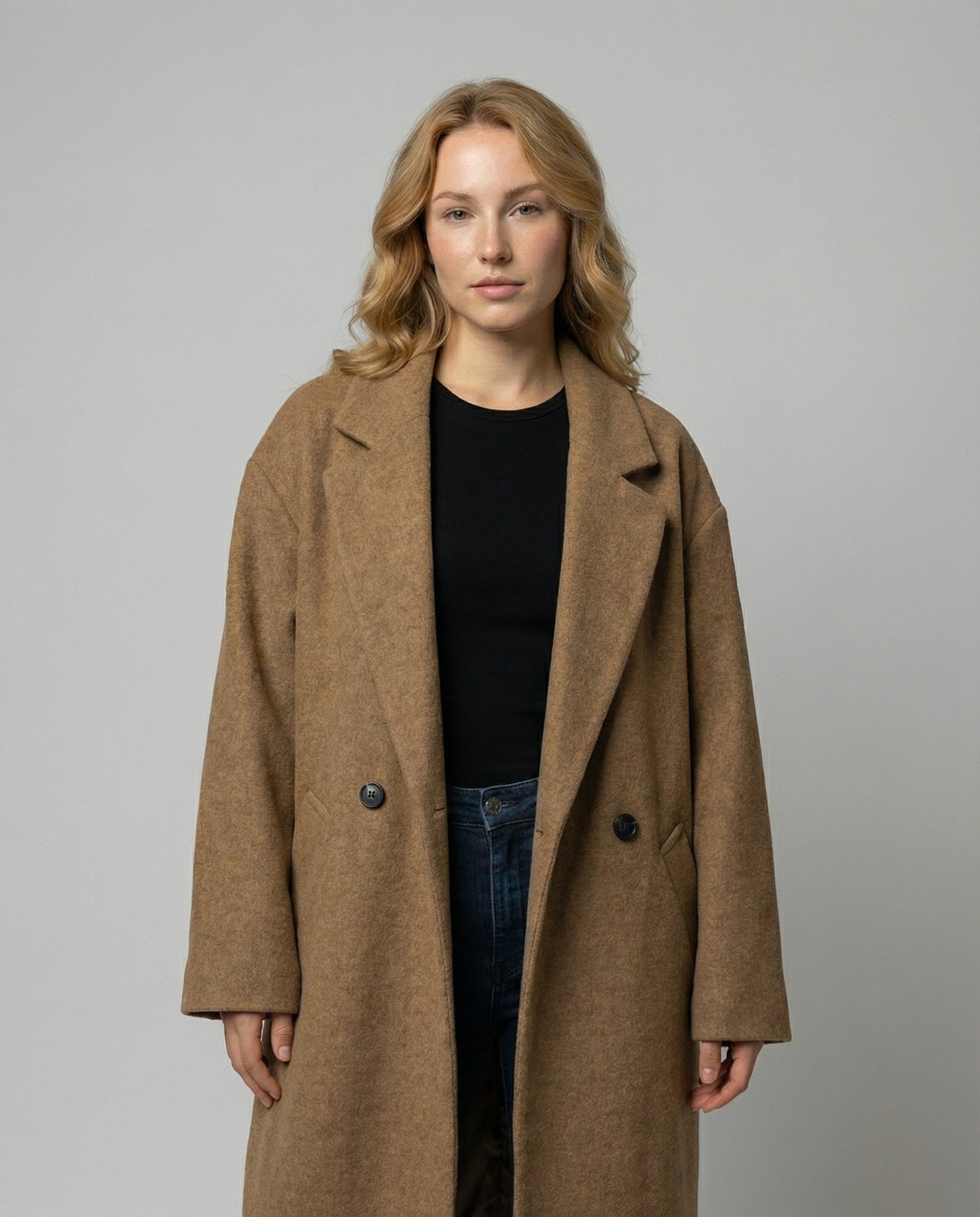 Damen Oversized Wollmantel Elegant
