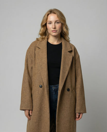Damen Oversized Wollmantel Elegant