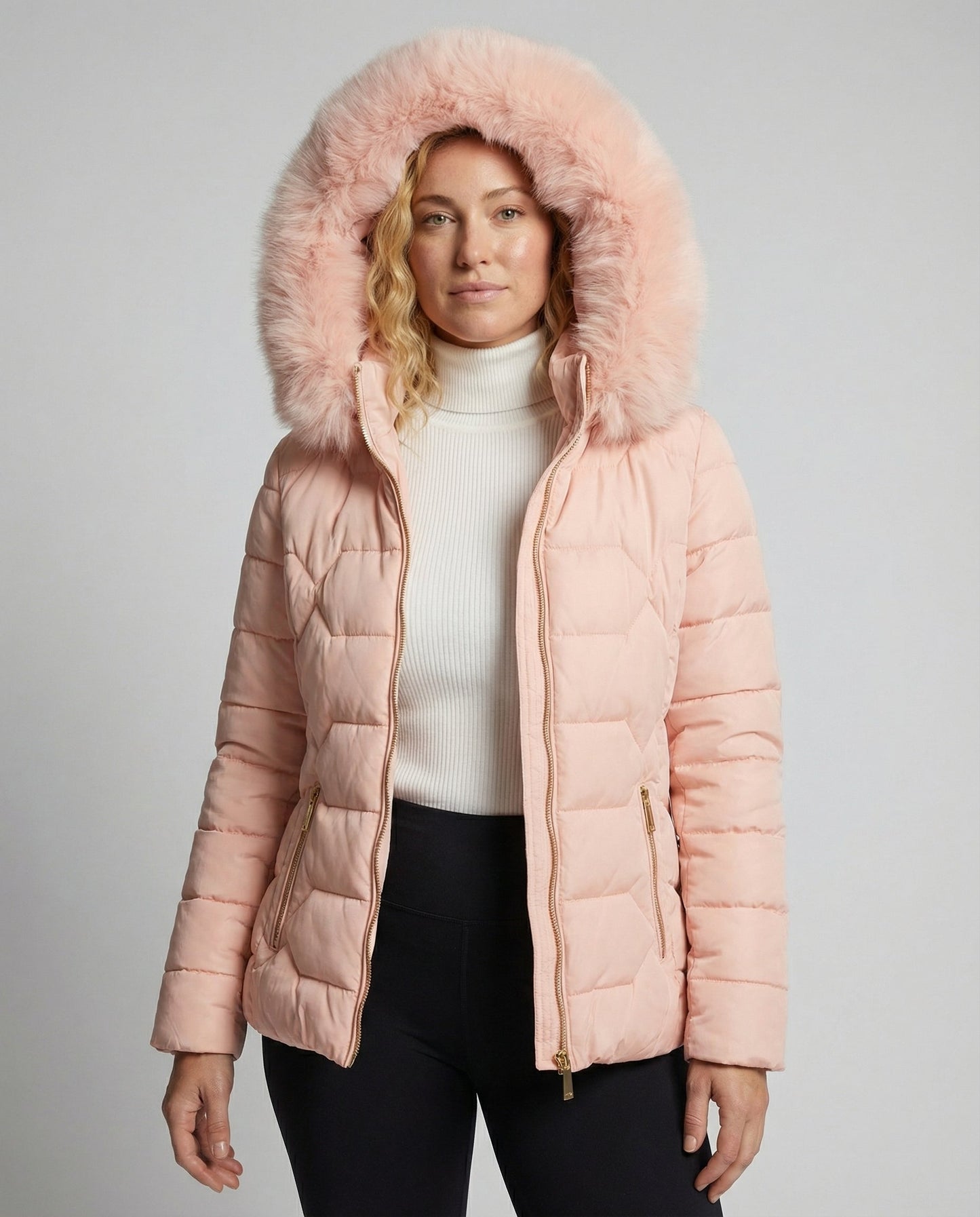 Damen Winterjacke Kunstfell Schwarz - Eveloria
